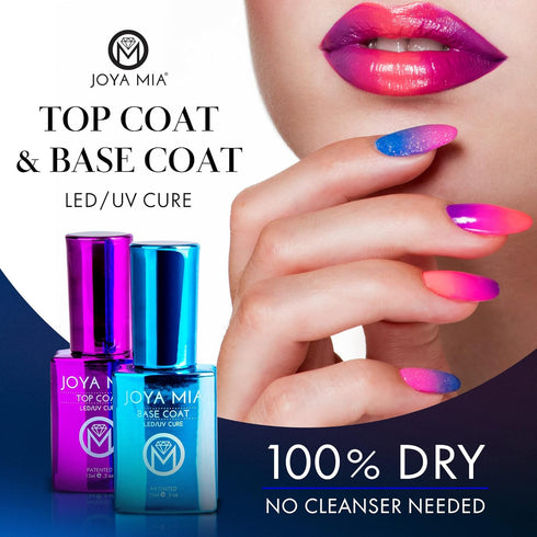 JOYA MIA Gel Polish Set - Base & Top Coat, No Wipe, Soak-Off, 15ml Each, Long-Lasting, High-Gloss