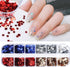 Independence Day Nail Art Glitter Flakes, 12 Grids Mixed Blue Red Sequins for USA Nail Decorations