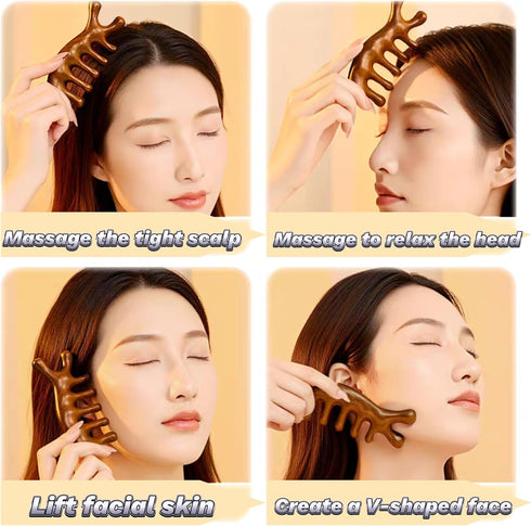 YNHIAG 4.3" Sandalwood Massage Comb Acupressure Scalp Massager, Head Relaxation Tool with Rope, Handheld Wooden Comb
