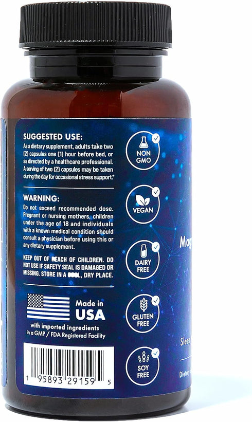 Premium High Absorption Magnesium Sleep Supplement - Clinically Studied Magnesium L-Threonate, Stress Support