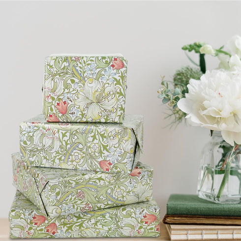 JarThenaAMCS 6 Sheet Vintage Floral Wrapping Paper - Not Roll - Green Flower Gift Wrap for Birthday Baby Shower