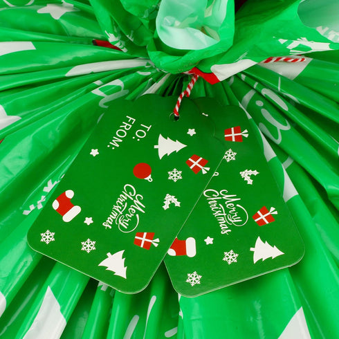 CCINEE Giant Green Christmas Sacks for Jumbo Gift Package (36"x44") with Tag Card and Wrapping Tie