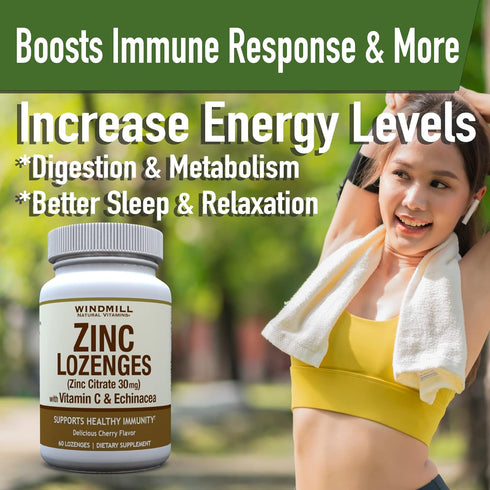 Windmill Health Products Zinc Lozenges, Immune Booster with Echinacea & Vitamin C, 60 Count