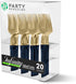 Party Bargains Disposable Plastic Navy Gold Salad Forks, Infinity Modern Design Utensils, 20 Pack