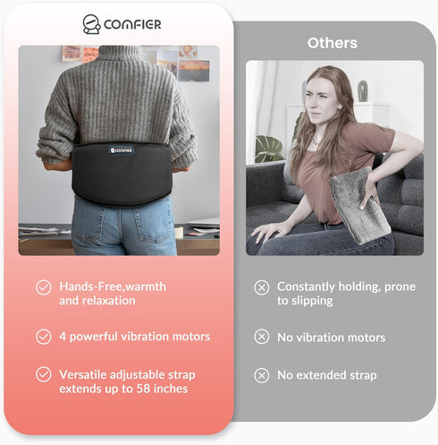 COMFIER Heating Pad for Back Pain, Vibration Massager with Heat & Auto Shut Off
