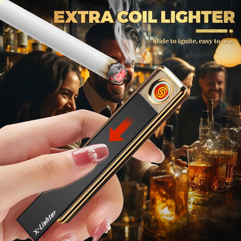 X-LIGHTER Cigarette Case with Lighter, Smell Proof Ultra Slim Leather Holder for 84MM King Size Cigarettes, Business