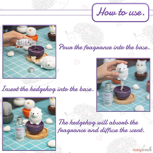 Spiky Hedgehog Non-Electric Ceramic Diffusers for Essential Oils, White Ceramic for Car or Desk Decor