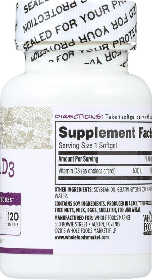 365 Everyday Value Vitamin D3 5000 IU | 120 Count