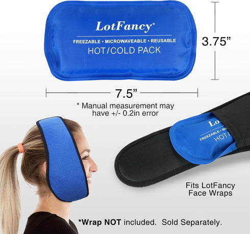 LotFancy Gel Ice Packs, 2pc Reusable Hot Cold Pack for Therapy, Heating Cooling Gel Pad, Pain Relief for Face, Head, TMJ