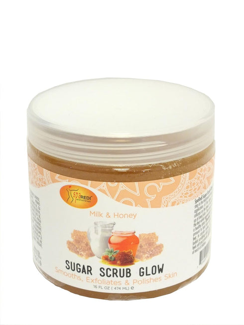SPA REDI Sugar Body Scrub, Milk and Honey, 16 Oz - Exfoliating, Moisturizing, Hydrating, Nourishing Body Exfoliator