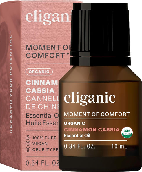 Cliganic Organic Cinnamon Cassia Essential Oil, 100% Pure Natural for Aromatherapy - Non-GMO Verified