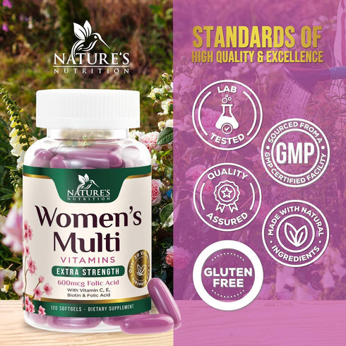 Immune 120 Multivitamin for Women - Essential Daily Womens Multivitamins with Calcium, Folic Acid, Vitamin A, C, D, E