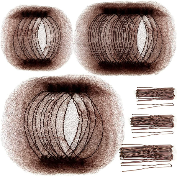 Teenitor Hair Nets, 40pcs Invisible Hair Nets for Ballet Recital, 80pcs Bobby Pins, Brown