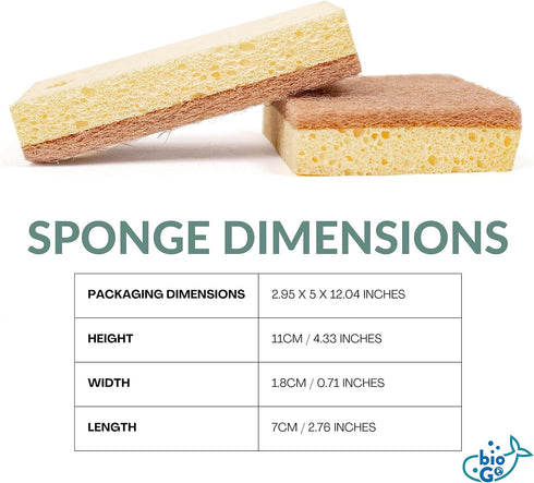 bioGo 24 Pack Biodegradable Kitchen Sponges - Eco-Friendly, Compostable Natural Cellulose Dish Sponges - Biodegradable