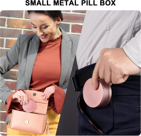 Metal Pill Box 3 Compartment - Heavy Duty Waterproof Pill Container for Pocket or Purse, Portable Travel Organizer for