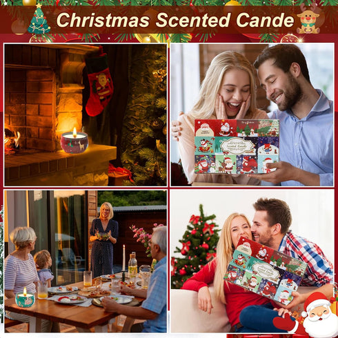 Obcxin 12 Pack, 100% Christmas Scented Candle Gift Christmas Candles for Home Scented, Natural Soy Wax Long Lasting Jar