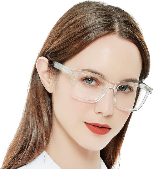 AEZUNI Large Square Reading Glasses for Women, Clear Frame Readers, Available in 1.0 to 3.5 (Transparent, 250)