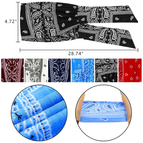 WILLBOND 6 Pieces Tie Headband for Women, Adjustable Knotted African Headbands, Non-Slip Floral Hair Bands