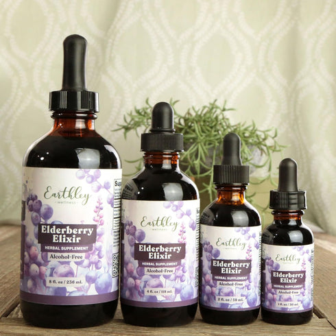 Immune (2oz, 120+ Earthley Wellness Elderberry Elixir Drops, Herbal Elderberry Syrup Alternative, Powerful