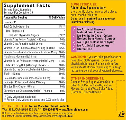 Gummy 70 Gummies, 35 Nature Made Multivitamin For Women, Womens Multivitamins for Daily Nutritional Support, Multi