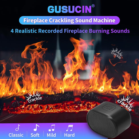 GUSUCIN Fireplace Crackling Sound Maker for Electric Fireplace, Rechargeable Realistic Fireplace Sound Box, Fire