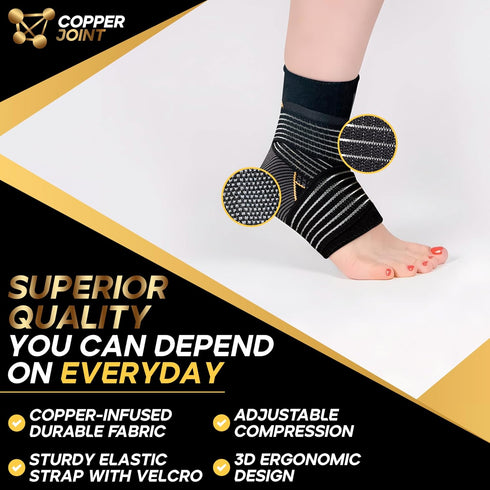Copperfit Compression Ankle Brace for Women, Durable Design Foot and Ankle Support for Sports, Comfortable Fit