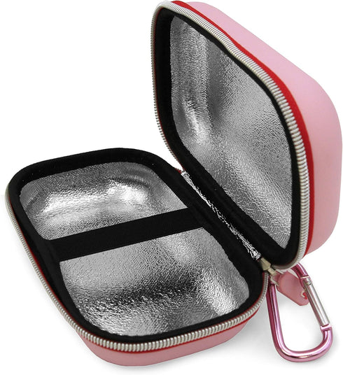 CASEMATIX Pink Insulated Travel Bag Case for Asthma Inhaler, Compatible with Chamber Inhaler Spacer, Masks, and More -