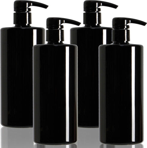 Youngever 4 Pack Empty Shampoo Pump Bottles, 24 Ounce Plastic Cylinder with Lockdown Leak-Proof Pumps