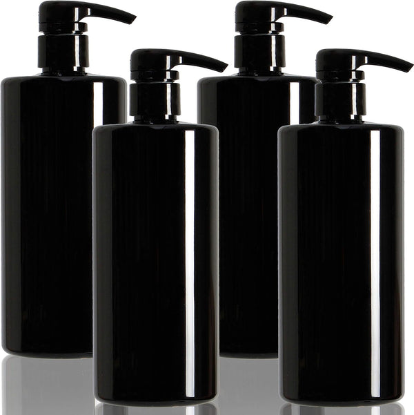 Youngever 4 Pack Empty Shampoo Pump Bottles, 24 Ounce Plastic Cylinder with Lockdown Leak-Proof Pumps