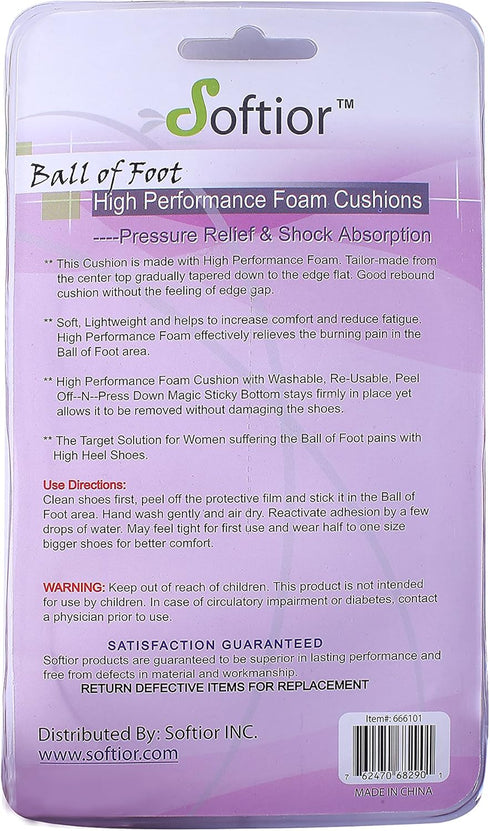 Ball of Foot Cushions for Women, 3 Pairs – Adhesive Foam High Heel Shoe Pad Inserts – Insole Padding for Metatarsal Pain Relief, Non Slip Forefoot Support, Feet Blister & Callus Prevention
