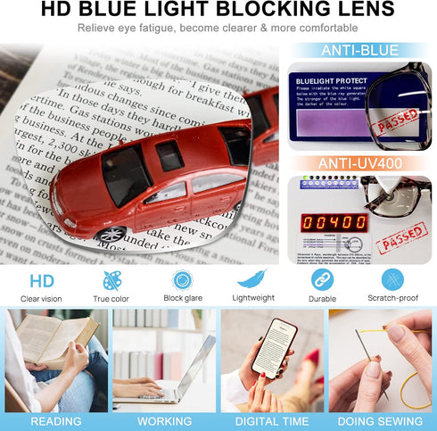 MARE AZZURO Blue Blocking Reading Glasses for Women, Light Weight Computer Readers 0.00 to 6.00 (Leopard, 2.00)