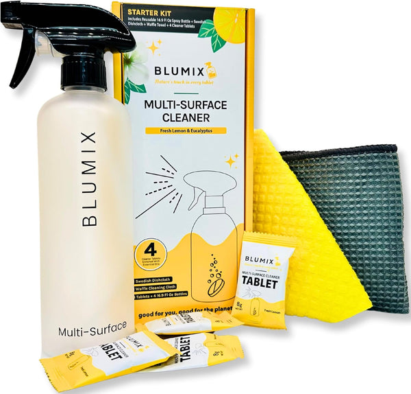 Multi-Surface Cleaner Refill Starter Set 4 Count + Spray Bottle | Eco-Friendly,