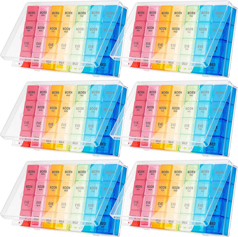6 Pack Weekly Pill Organizer, Waterproof Pill Box for 4 Times a Day, Big Medication Container for Vitamins and