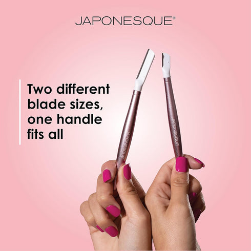 JAPONESQUE SKINTherapy Dermaplaning Facial Razors - Two Blade Sizes, Interchangeable Handle, Eyebrow Razor, Ultra Sharp