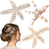 PAGOW 3 PCS Starfish Hair Clips - Gold Rhinestone Pearls Crystal Hair Accessories for Women
