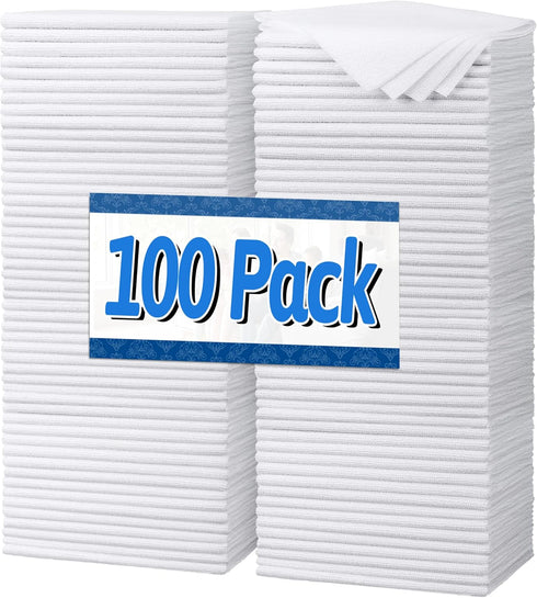FIXSMITH White Microfiber Cleaning Cloth, Pack of 100, 11.5"X11.5" Cleaning Rags for