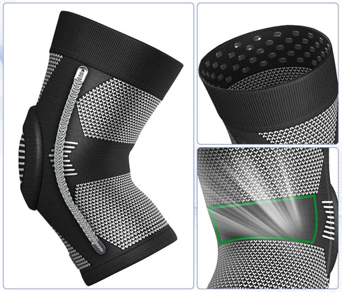 NEENCA Upgraded Thin Knee Brace for Women/Men, Compression Knee Support with Gel Pad & Spring Stabilizers. Knee Sleeve