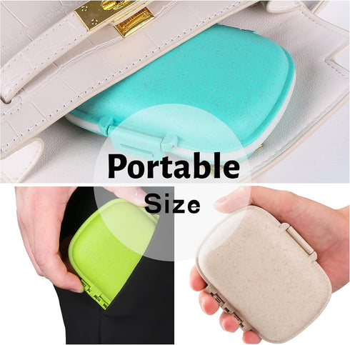 4 Pack Pill Organizer, Daily Pill Case with Label, 8 Compartment Travel Pill Box, Waterproof Portable Container