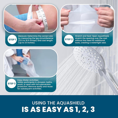 Waterproof Adult Half Leg Cast & Bandage Protector, Reusable, Non-slip Sole, Made in USA