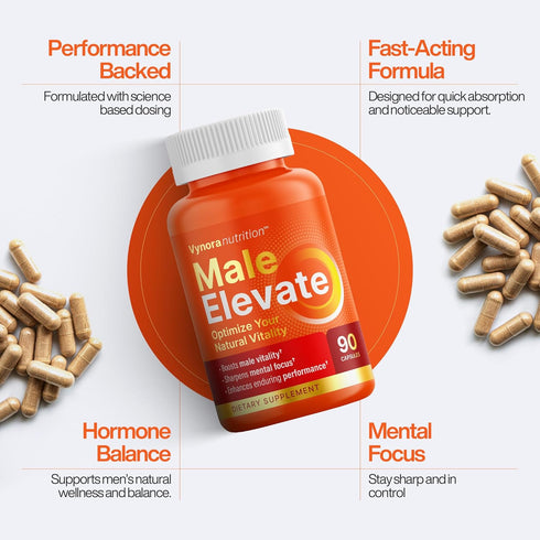Vynora Nutrition 90 Testosterone Booster Supplement - Male Enhancing Performance Pills for Men - Fast Acting Blood