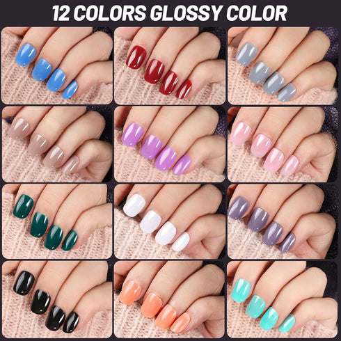 Teenitor 24 Pack Short Press On Nails – 576 Pcs Round, Matte, Glossy Fake Nails with Nail Glue