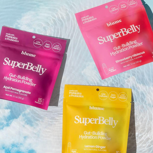 Blume New SuperBelly Gut Health Packets - On-The-Go Hydration, Sugar-Free, with Prebiotics, Probiotics, Apple Cider