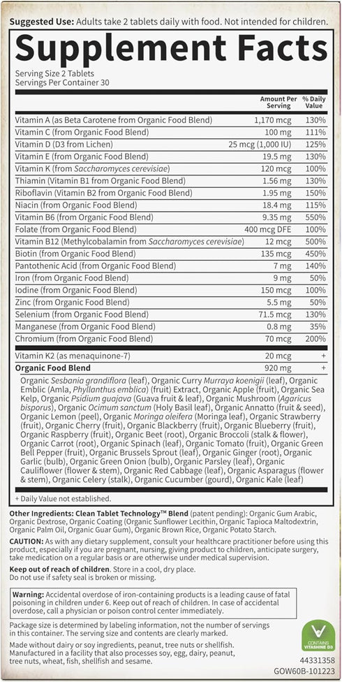 Garden of Life Organics Organic Multivitamin for Women - Whole Food Vitamins with Vitamin C, D, Folate, B6, B12, Biotin
