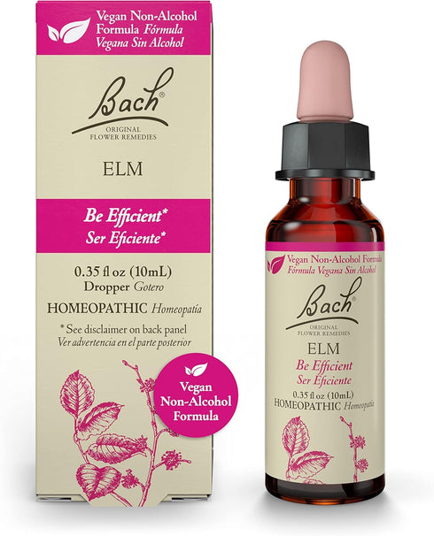 Bach Original Flower Remedies, Elm for Efficiency & Self-Assurance, Natural Homeopathic Flower Essence, Vegan, 10mL