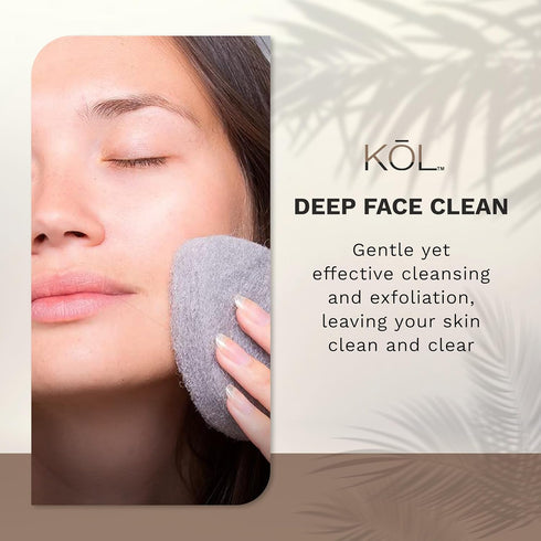 KOL Face Scrubber, Charcoal Infused Exfoliating Facial Cleansing Pads, Disposable Exfoliator Face Sponge, 6 Count