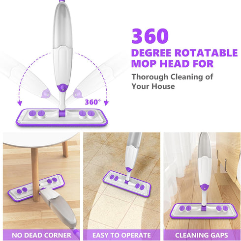 Spray Mops for Hardwood Floor Cleaning - Wood Floor Mop with Washable Pads for Laminate & Tile