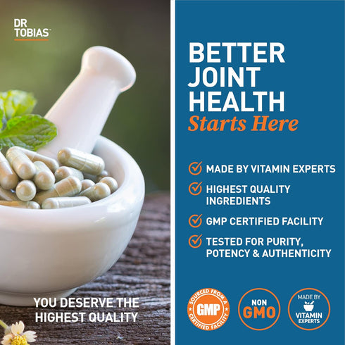 Dr. Tobias Joint Support Supplement, 240 Capsules, with Glucosamine Chondroitin MSM for Joint Health