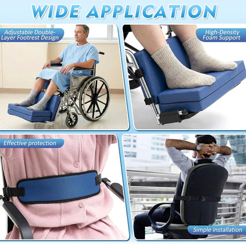 Novabright 2 Pcs Adjustable Footrest High Density Foam Leg Rest with Chair Seatbelt PU Waterproof Leather Foot Support