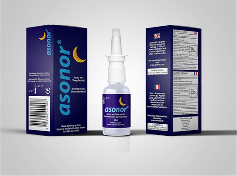 Asonor Snoring Nasal Spray - Natural Anti Snoring Solution, 30ml, Fast Relief for Better Sleep & Breathing