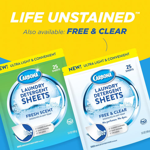 Carbona Laundry Detergent Sheets - Fresh Scent (1 Pack - 25 Sheets)